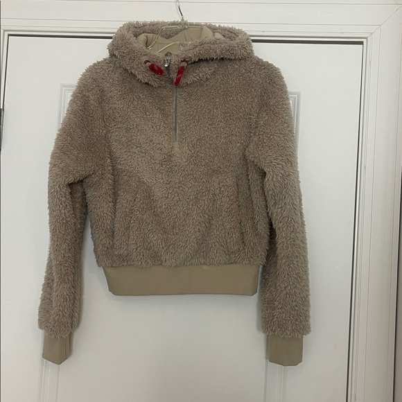 Lululemon Oh So Sherpa Half Zip Hoodie Cropped Tan Neutral 0 - Picture 5 of 16